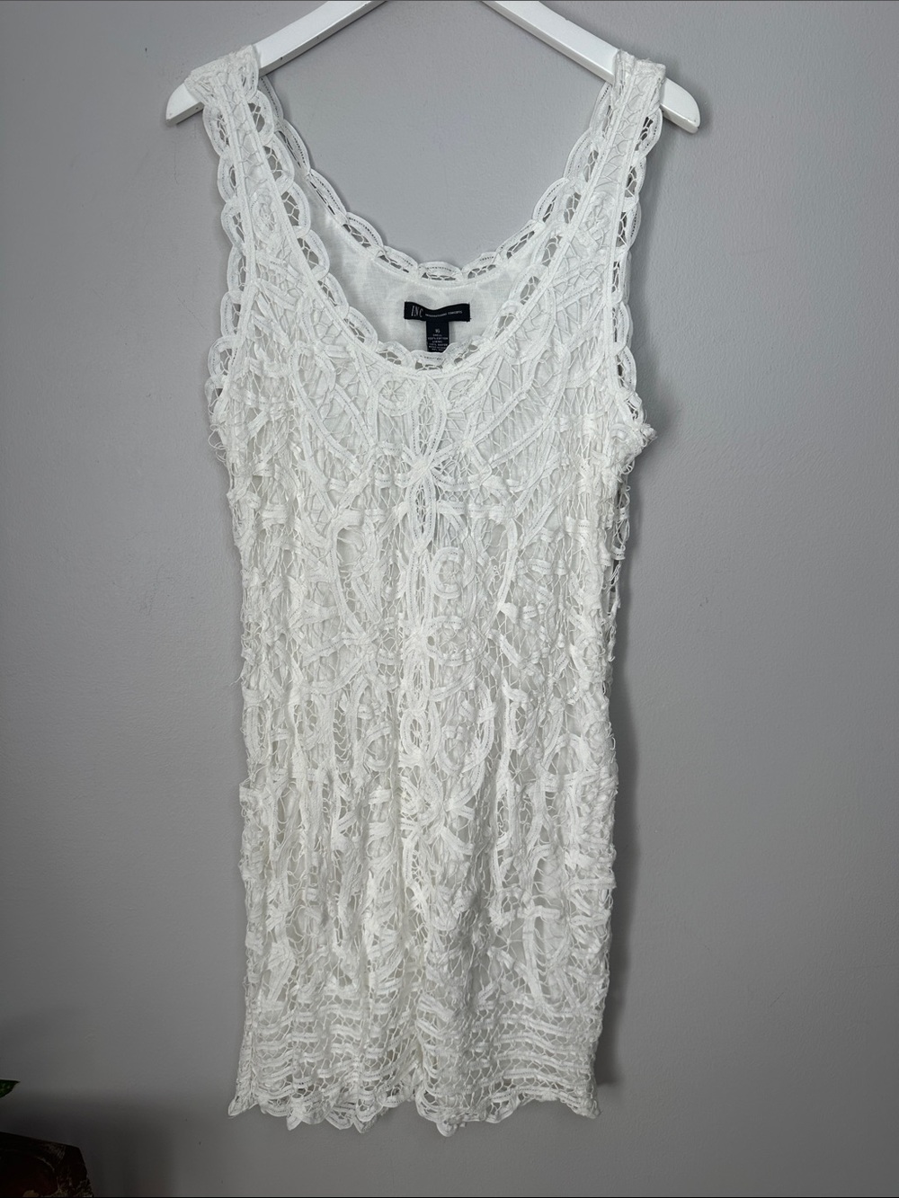 Inc 100% cotton lace white dress size 16 NWT
